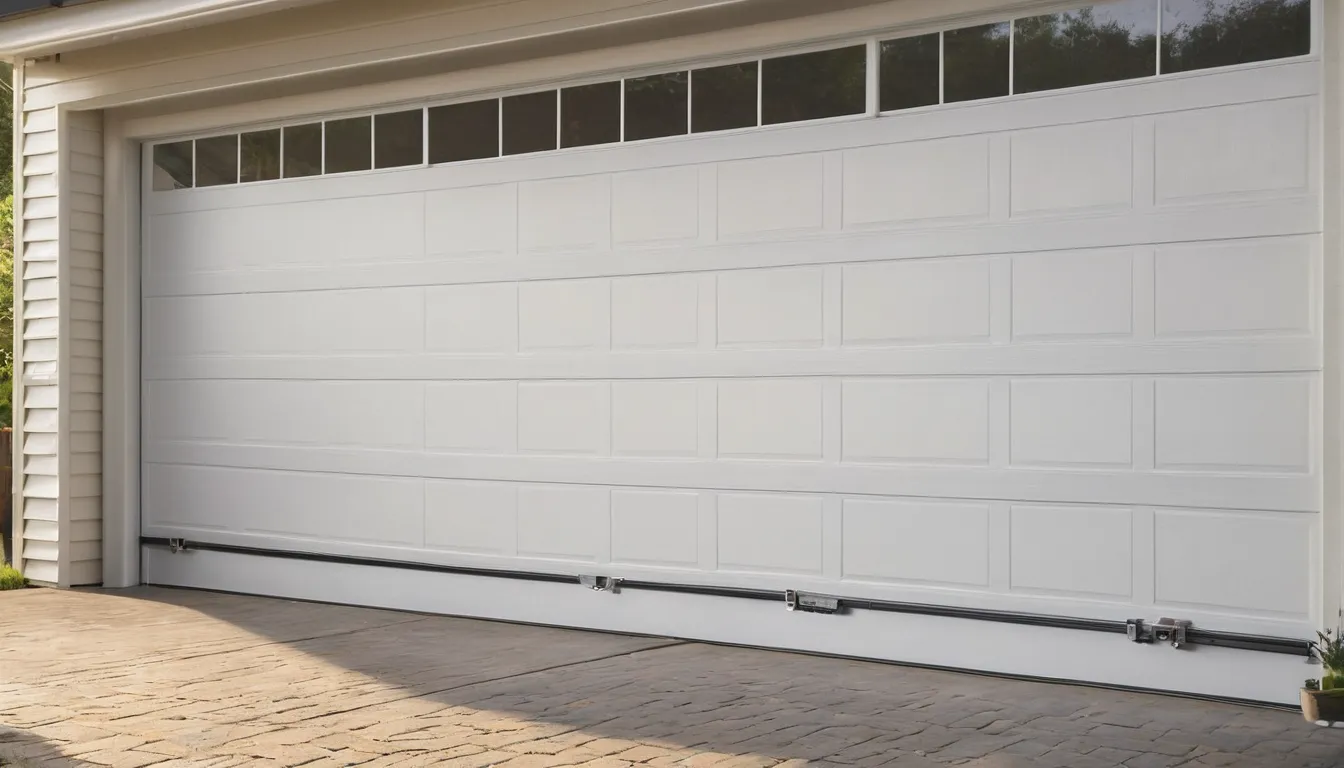 A homeowner checking garage door tracks for alignment